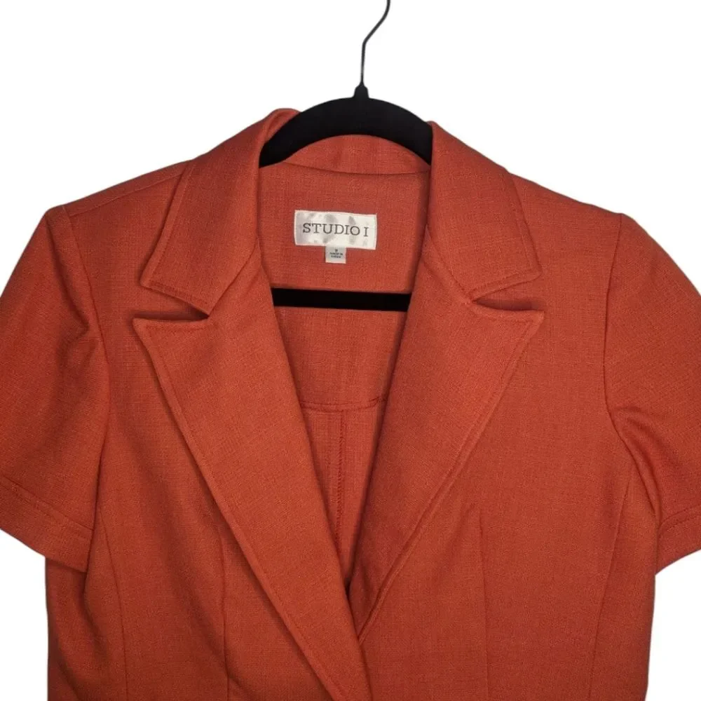 Studio 1 Women's Orange One Button Short Jacket Blazer, Size 8.